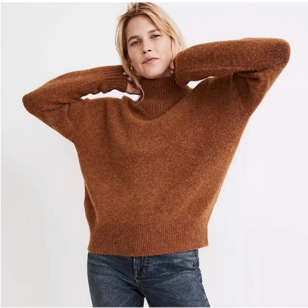 Madewell Brown Wool Alpaca Dillon Mockneck Pullover Sweater NC649 size XS
